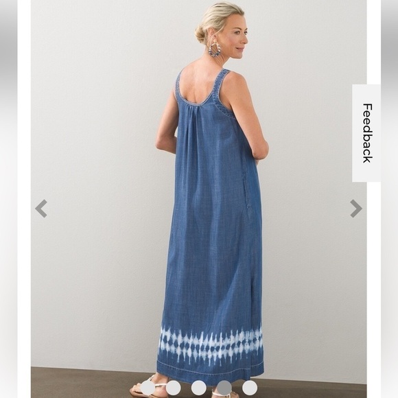 NWT Chico’s Tencel Tie Dye Maxi Tank Dress Blue Size 00 (XS) - Picture 4 of 13